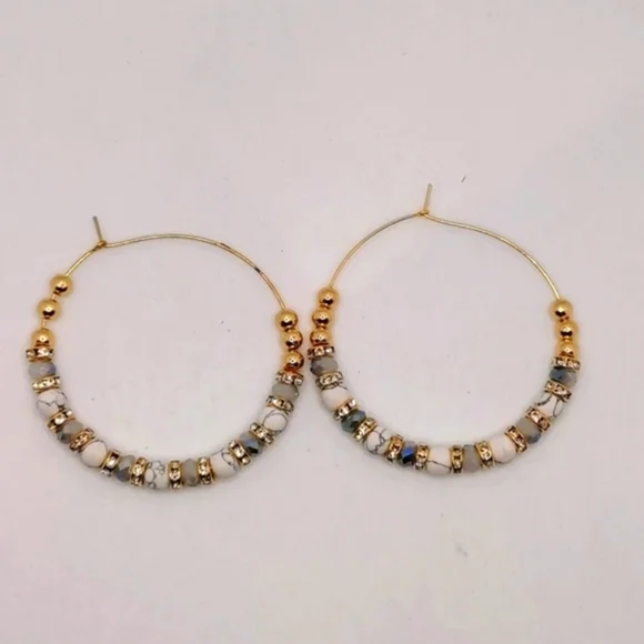 Marble Hoop Earrings - Picture 2 of 6